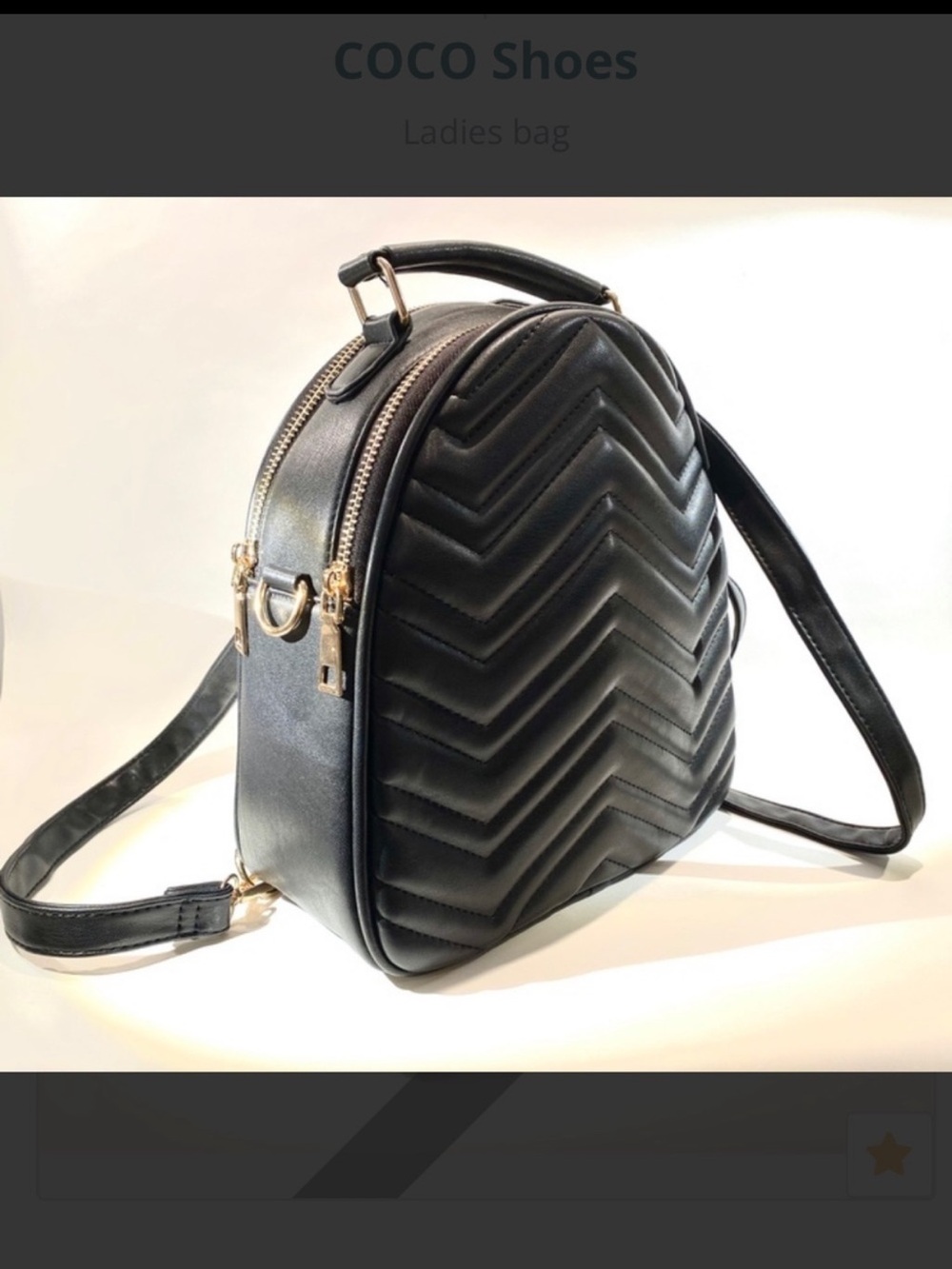 Black Quilted Chevron Crossbody / Mini Backpack